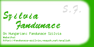 szilvia fandunace business card
